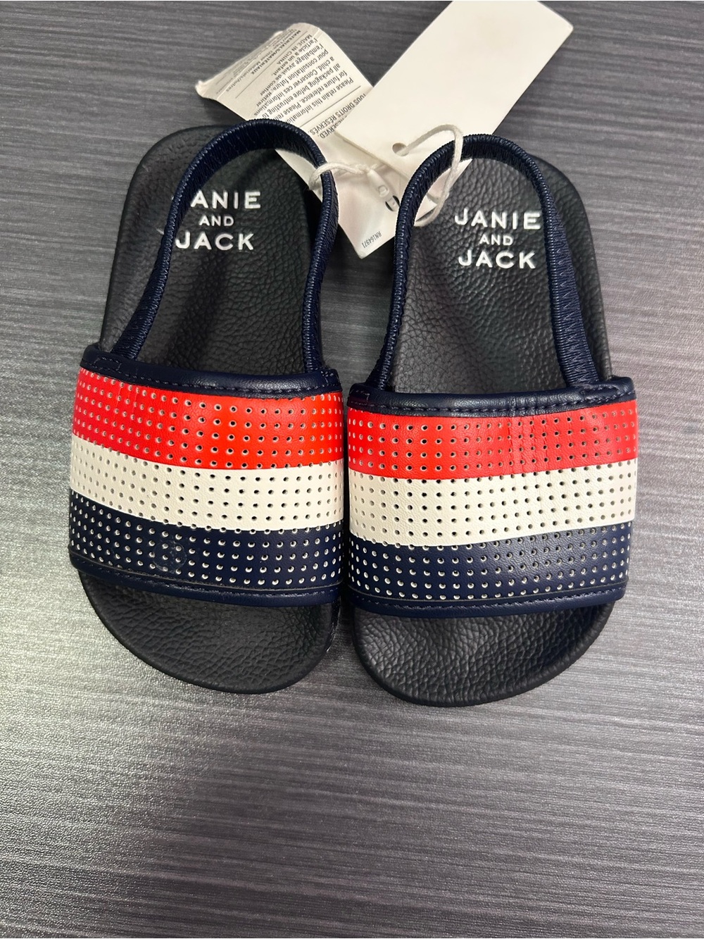 NWT Janie and Jack Navy Red White Slide Sandals Size 6